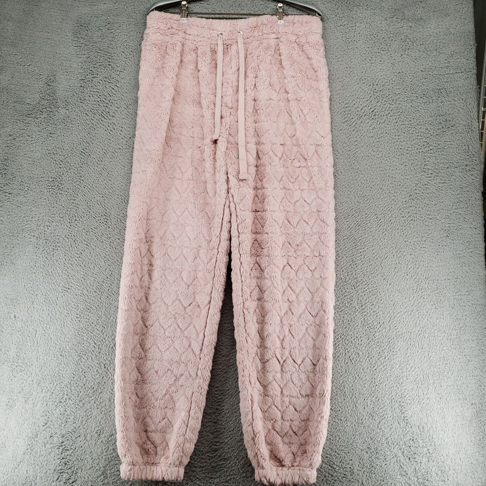 Crave Fame Womens L 32x30 High-Rise Double-Sided Woobie Pink Joggers